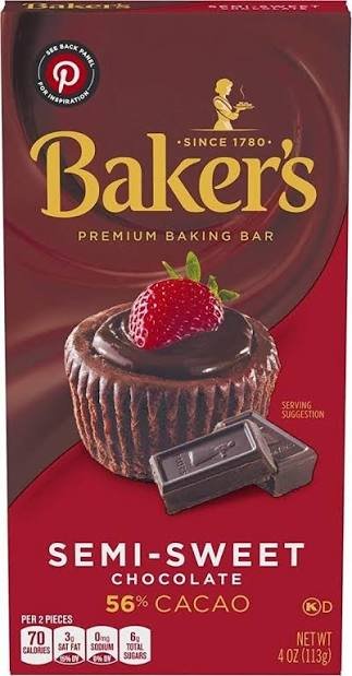 Baker's Semi-Sweet Chocolate Baking Bar 4 OZ