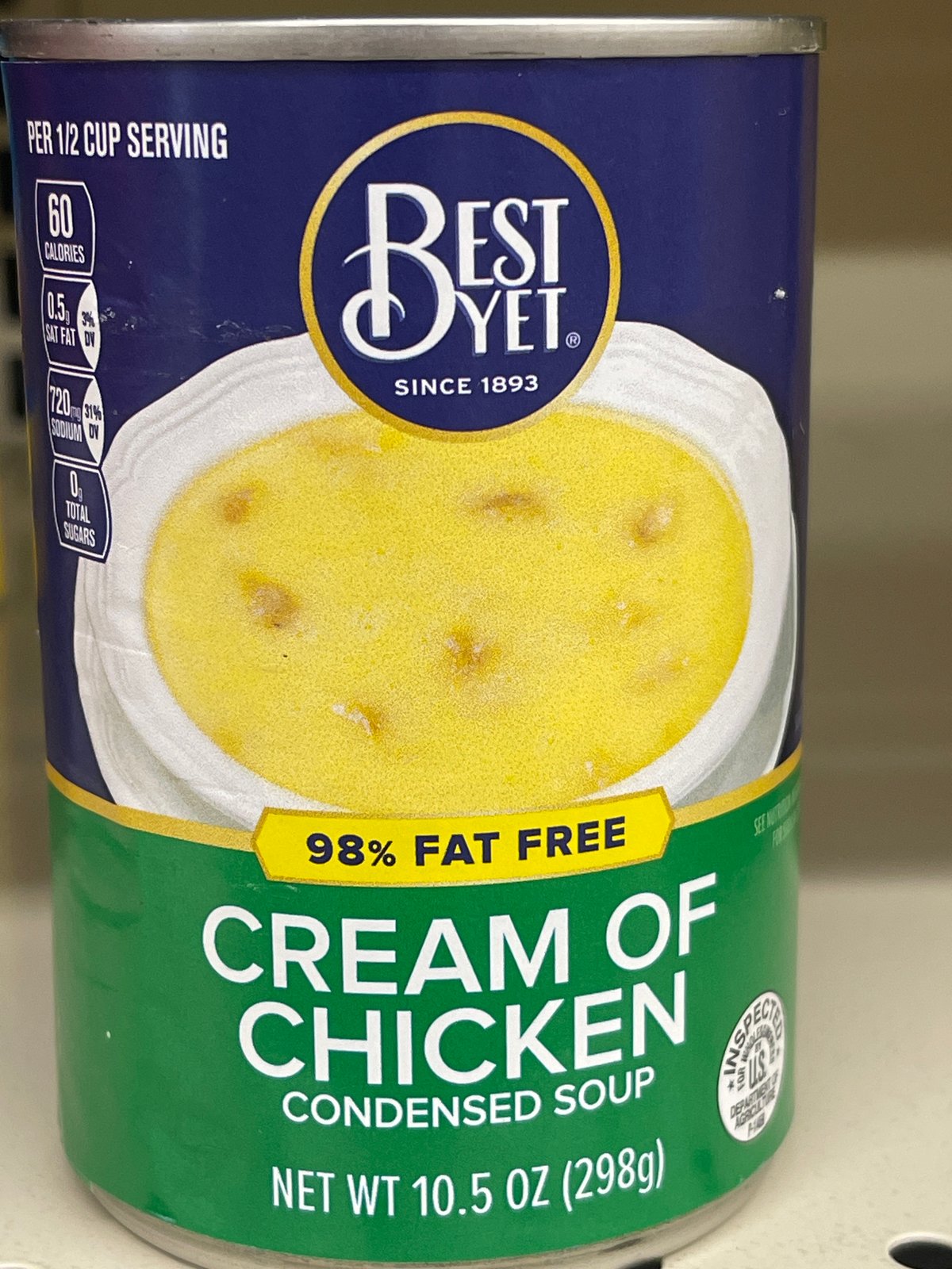 Best yet cream of chicken 98% fat free