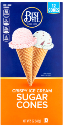 best yet crispy ice cream sugar cones, 12 count, 5 oz