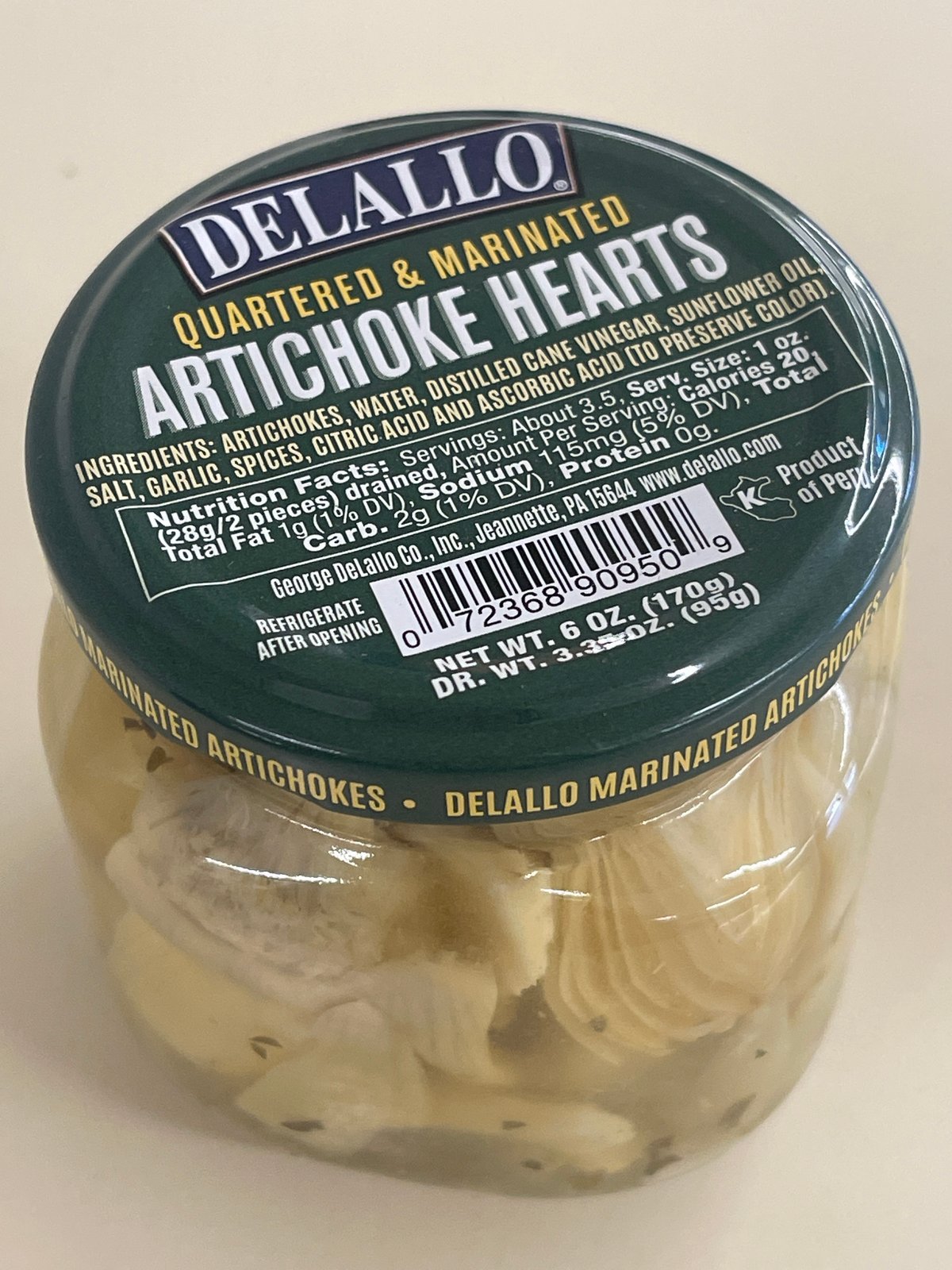 Delallo quartered&marinted artichoke hearts