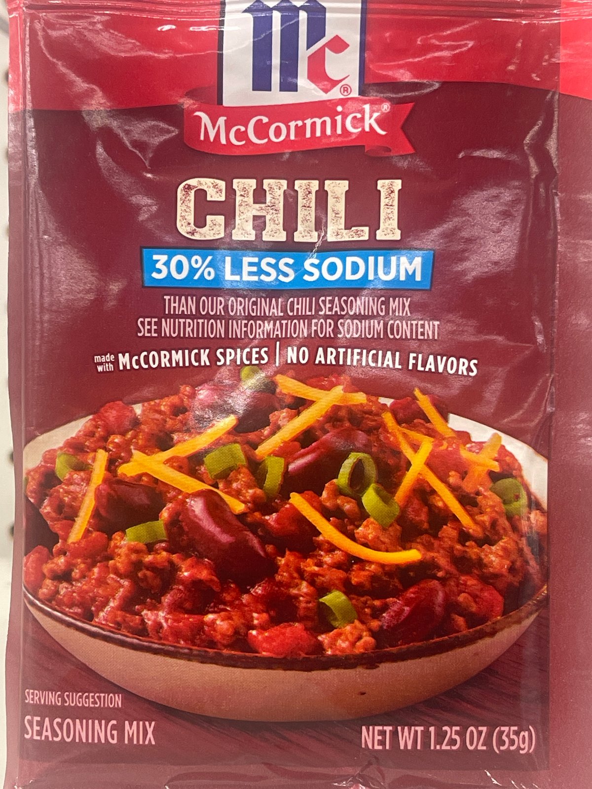 Mccormick chili 30% less sodium