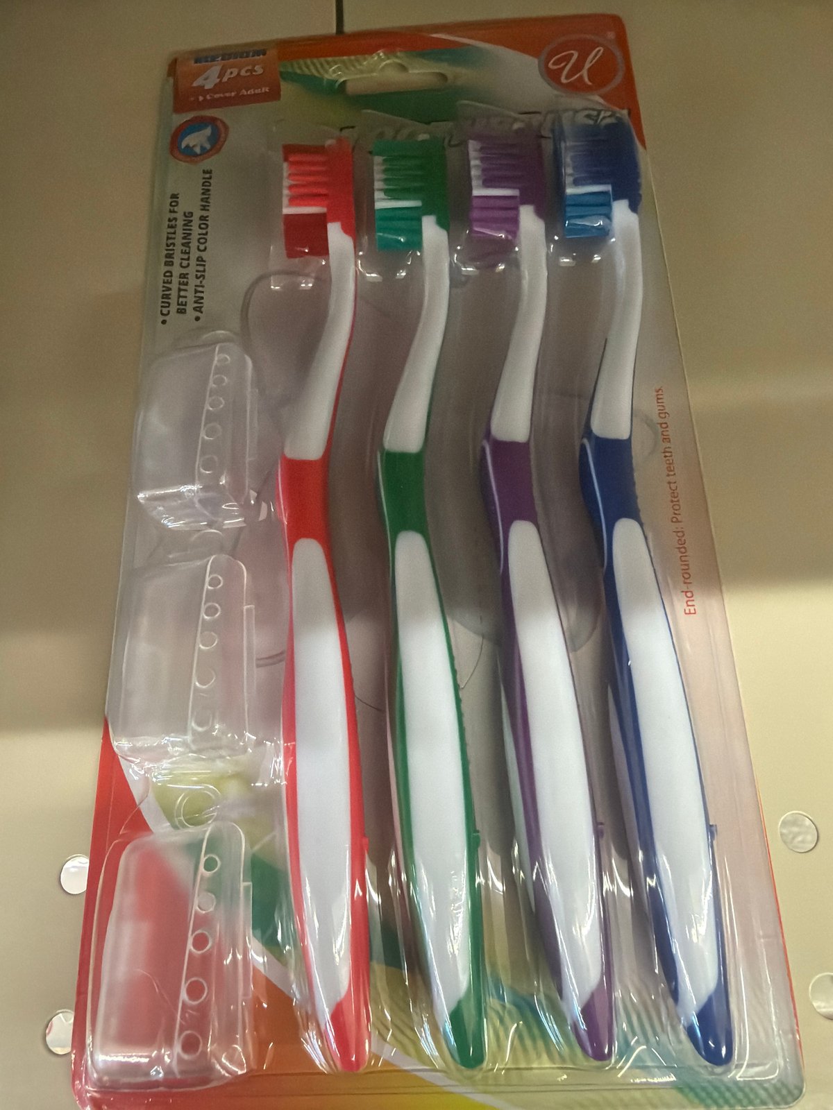 TOOTHBRUSH 4pk with 3 cover adult